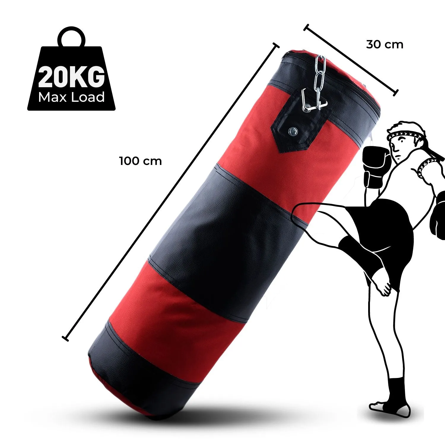 High-Quality Hanging Boxing Bag, 100cm, PU Leather, Verpeak