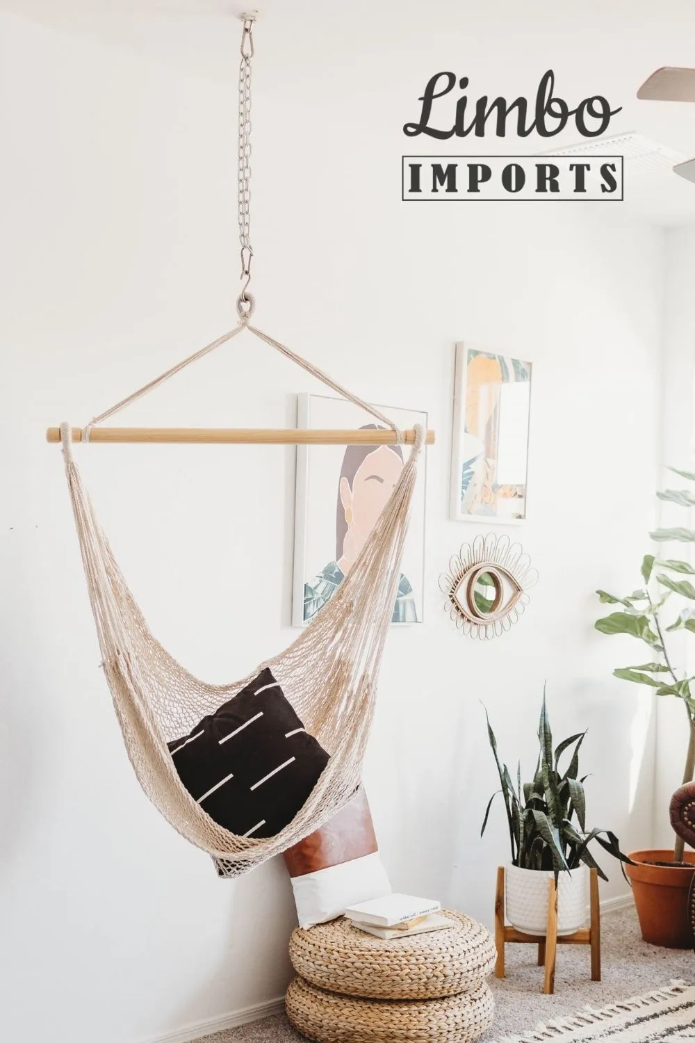 Indoor Round Hammock Swing Chair Hanging Mount | WOOD BEAM Ceiling Mount