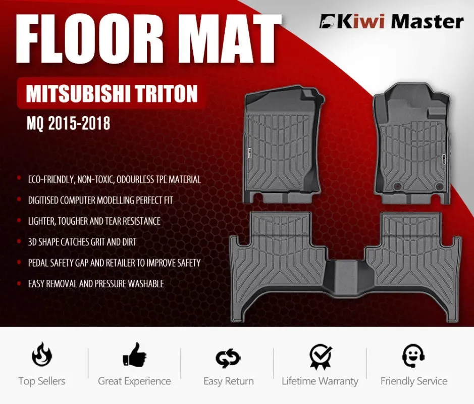 Kiwi Master 3D TPE Car Floor Mats for Mitsubishi Triton MQ | 2015 - 2018