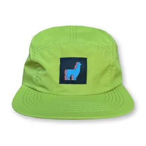 Llama Five Panel Camp Hat / Split Pea Nylon with Sundowner Llama Patch