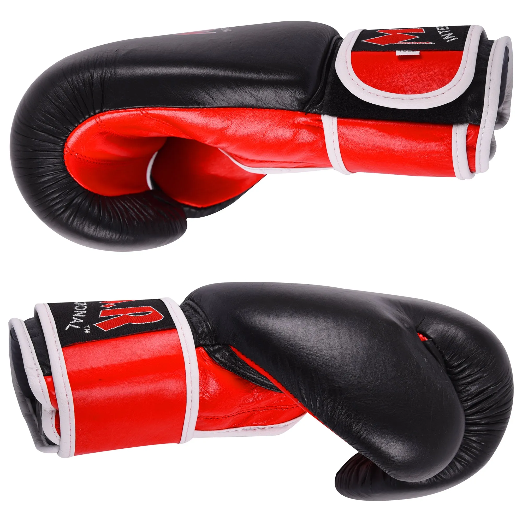 MAR-104 | Red Black Genuine Leather Boxing Gloves