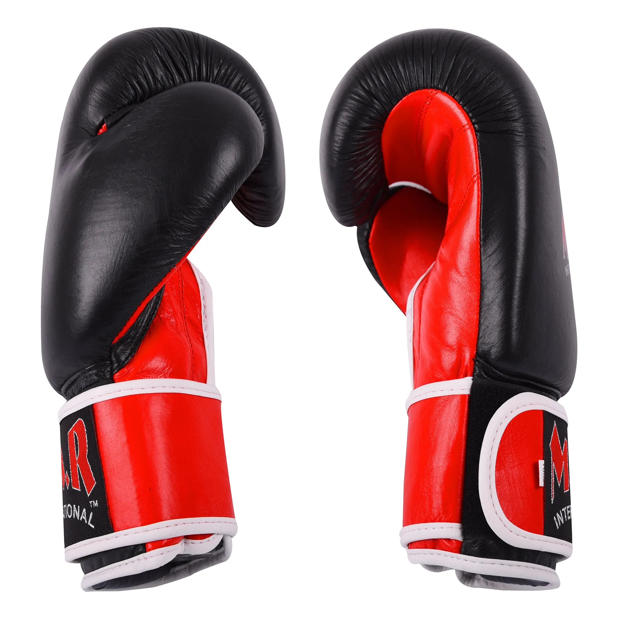 MAR-104 | Red Black Genuine Leather Boxing Gloves