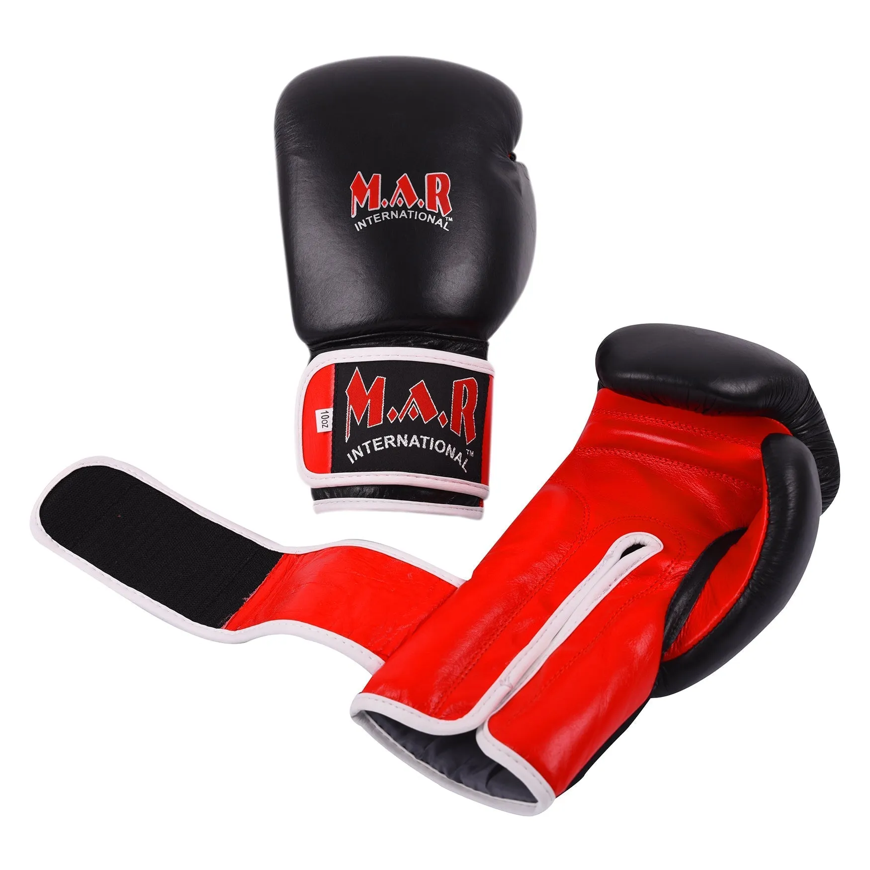 MAR-104 | Red Black Genuine Leather Boxing Gloves