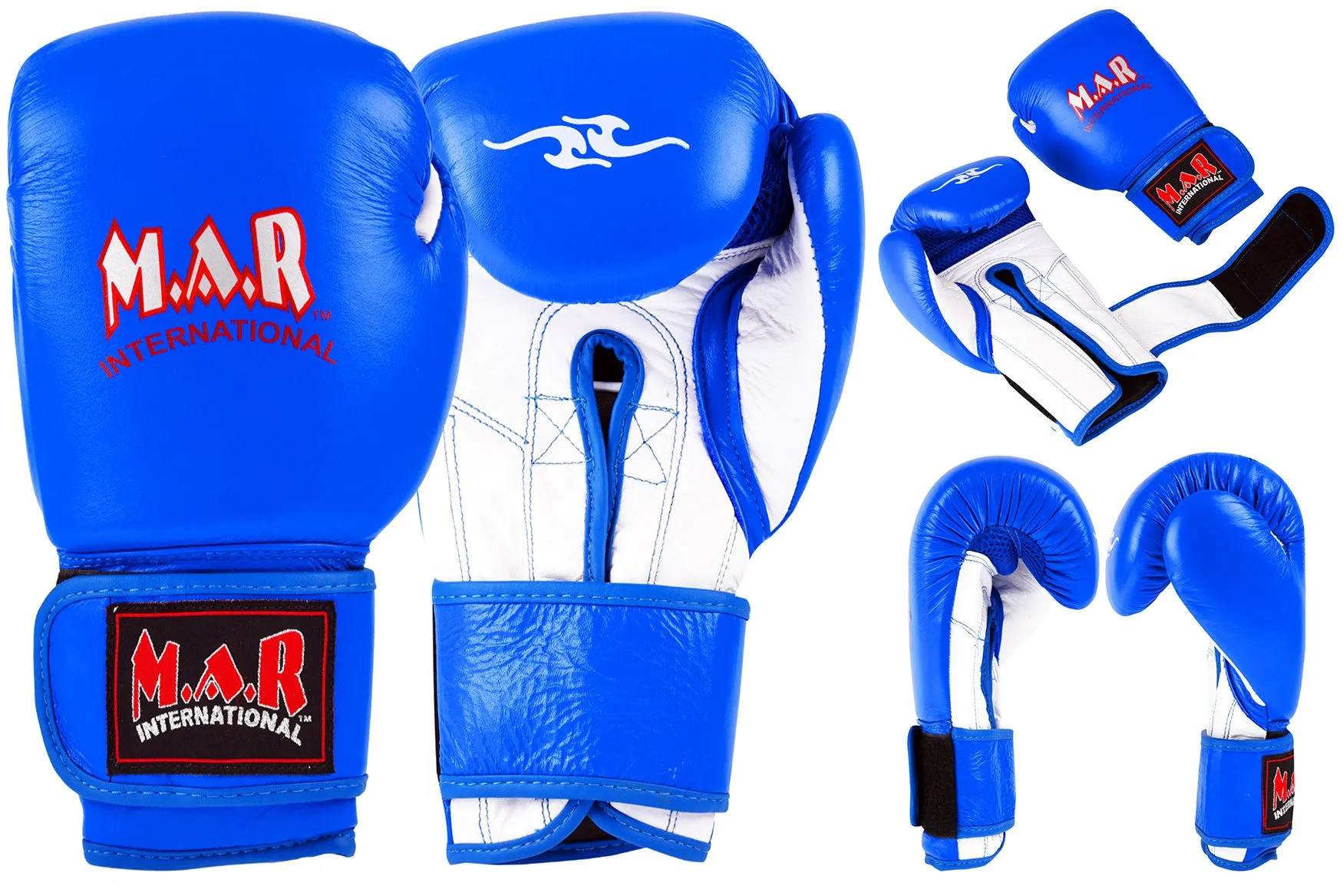 MAR-109 | Blue Genuine Cowhide Leather Boxing Gloves/Kickboxing