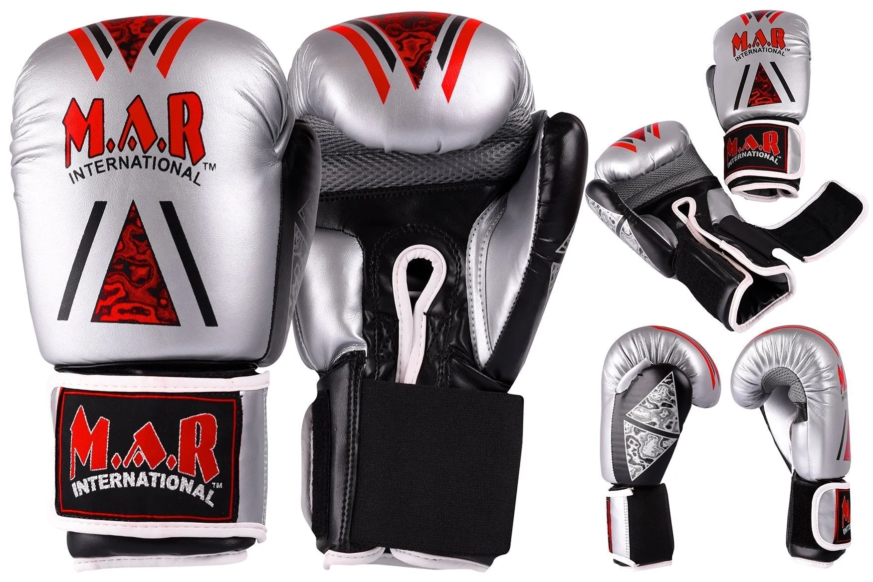 MAR-113A | Grey & Black Boxing/Kickboxing Competition Gloves