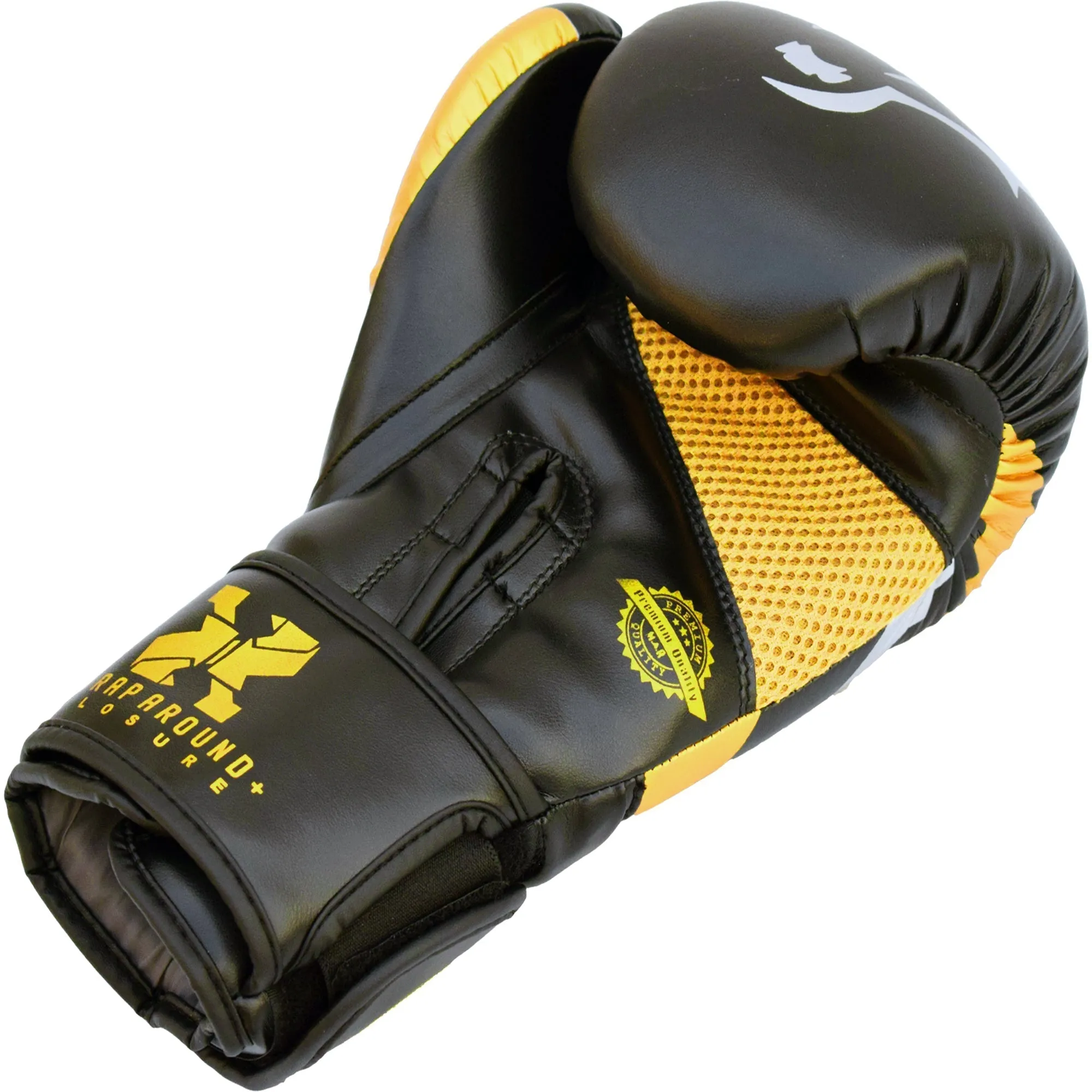 MAR-118B | Gold & Black Tiger Print Boxing & Kickboxing Gloves