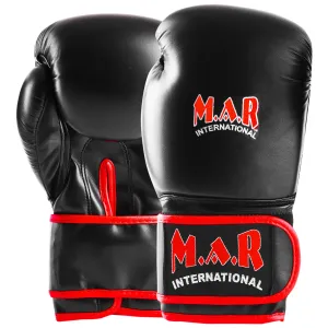 MAR-178 | Black Kids Kickboxing & Boxing Gloves w/ Red Stripes for Kids