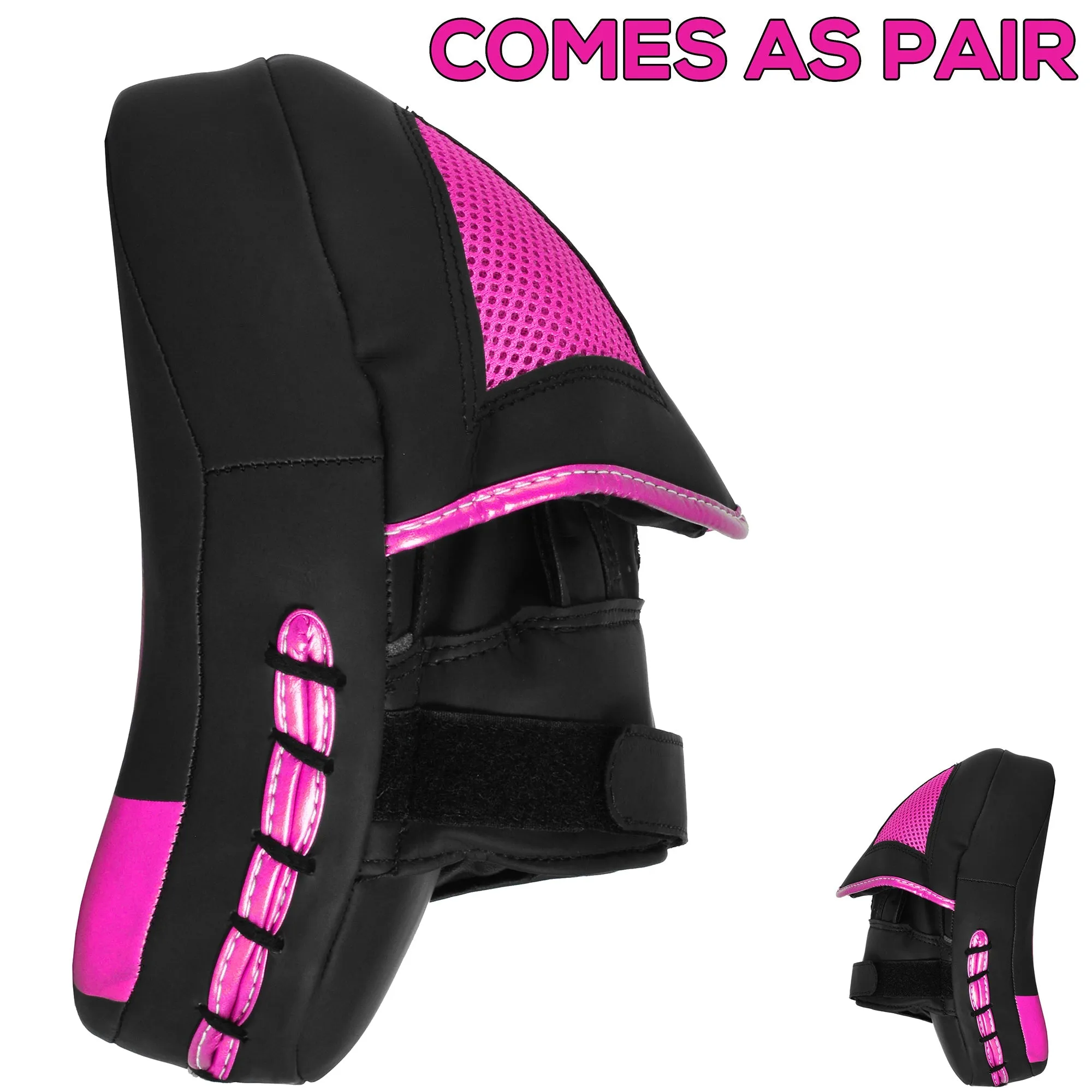 MAR-195I | Black & Pink Hybrid Curved Focus Mitts