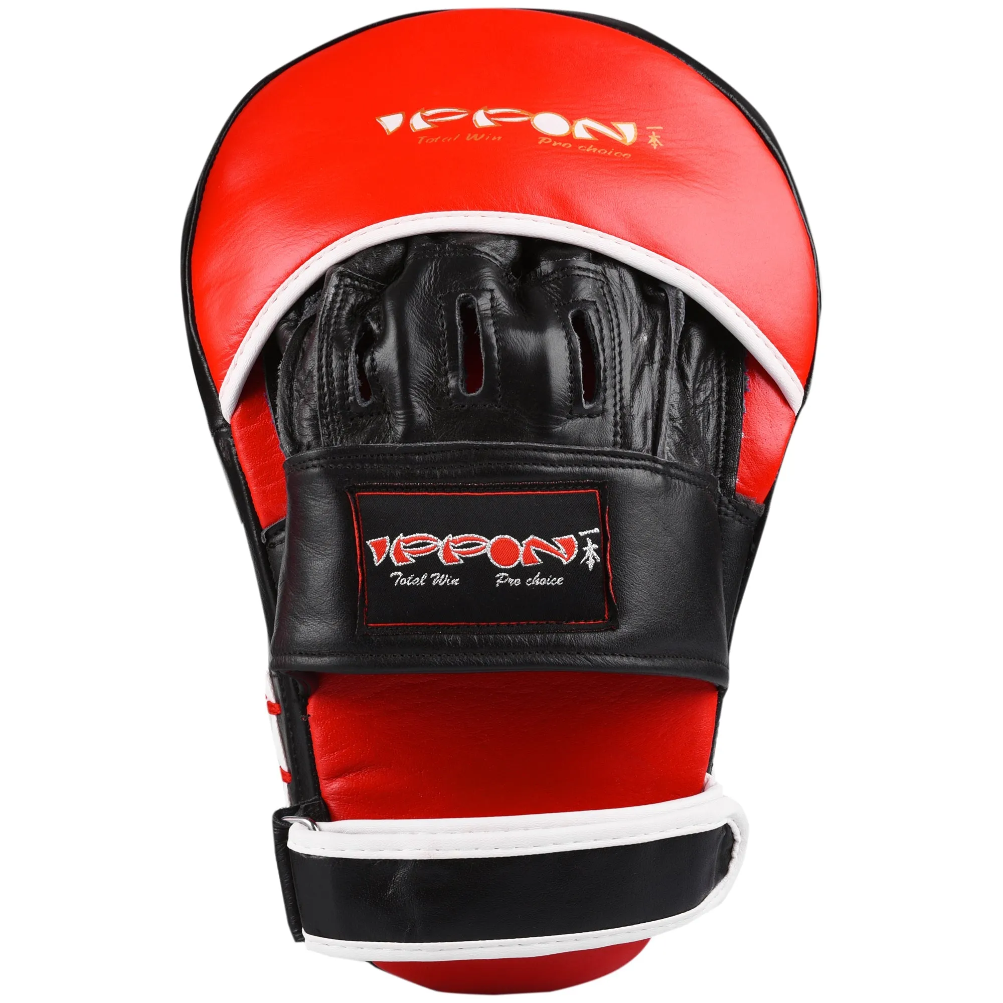 MAR-199 | Red Black Genuine Leather Large Curved Focus Mitts