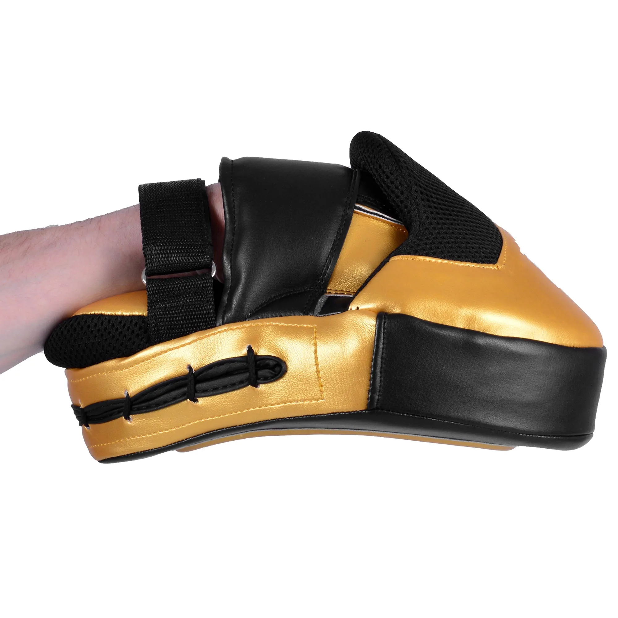 MAR-445C | Gold & Black Curved Focus Mitts