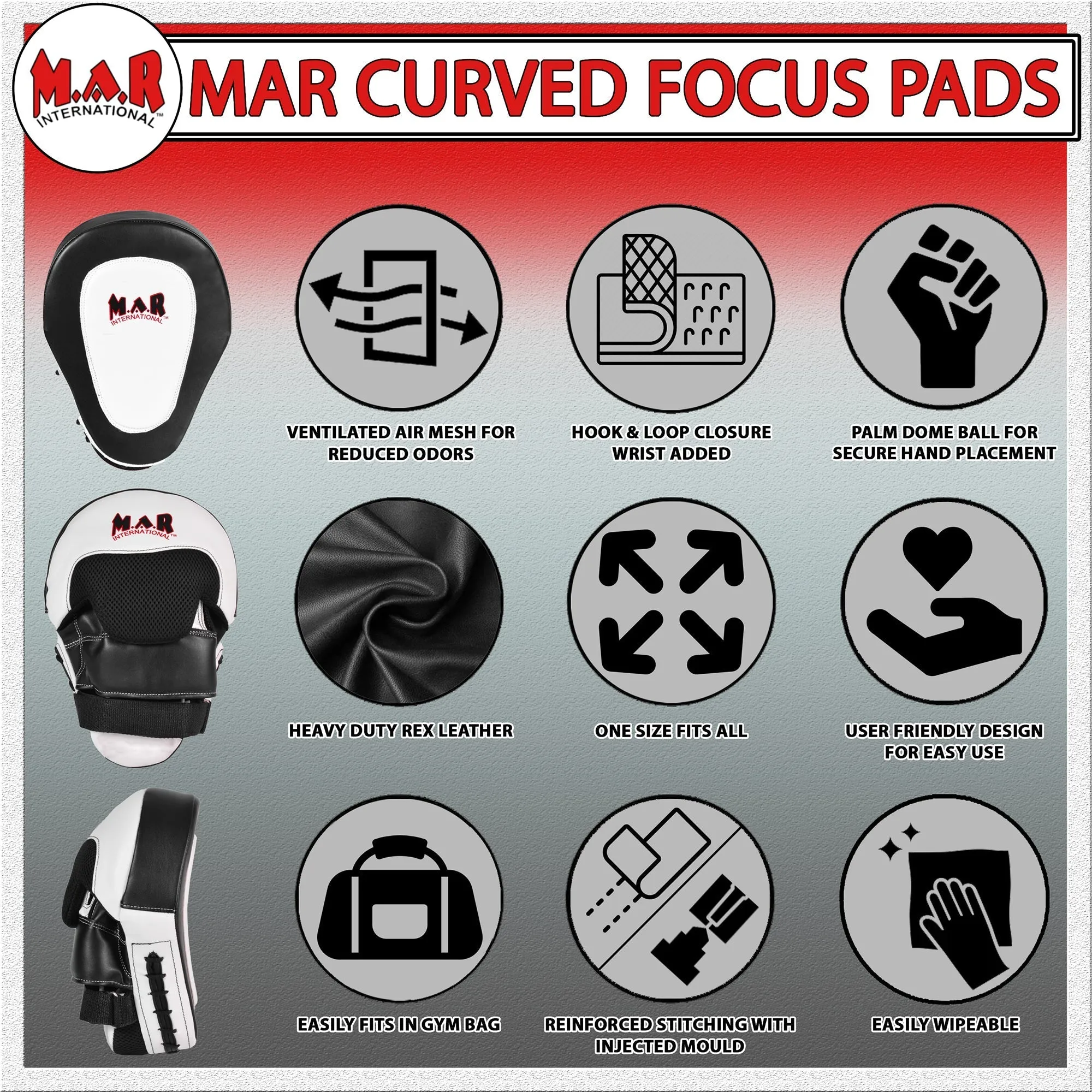 MAR-445D | White & Black Curved Focus Mitts