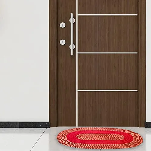 Mohit Textile Polyester Anti Slip Oval Shape Door Mat (Multicolor, 33 x 55 cm) Set of 5