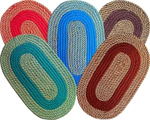 Mohit Textile Polyester Anti Slip Oval Shape Door Mat (Multicolor, 33 x 55 cm) Set of 5