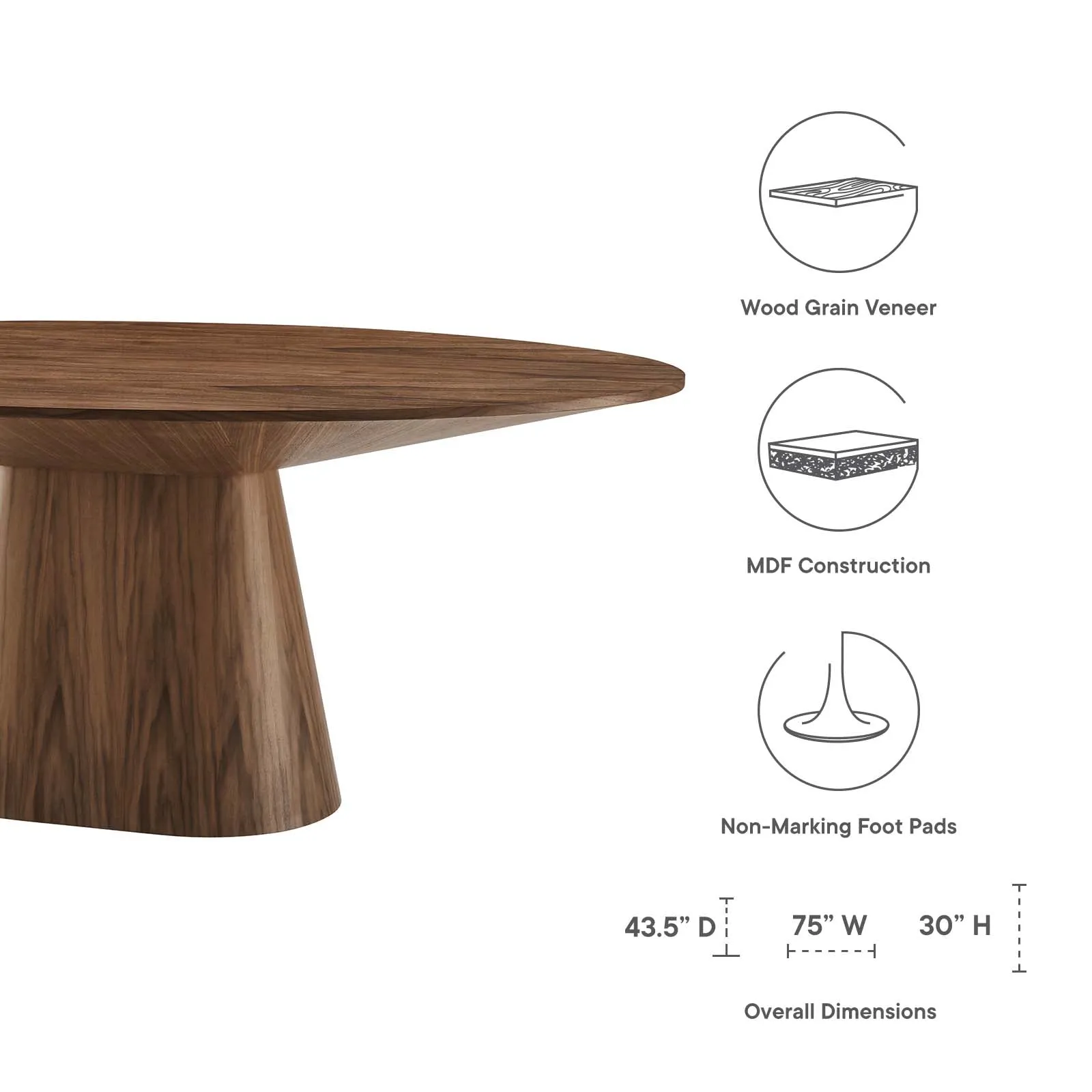 Provision 47" Round Dining Table Walnut EEI-6102-WAL