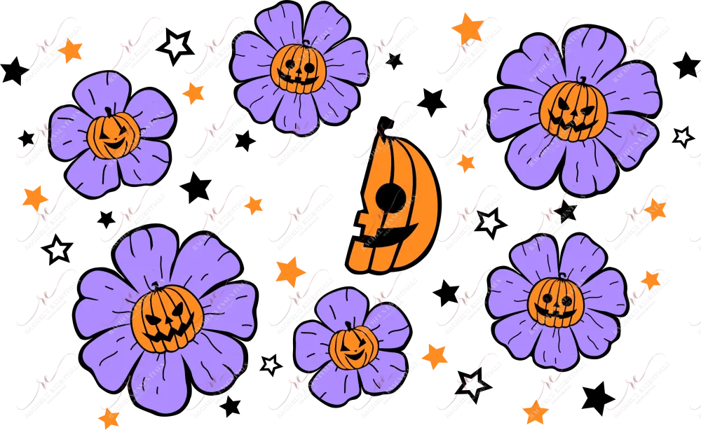 Purple pumpkin flowers - cold cup wrap