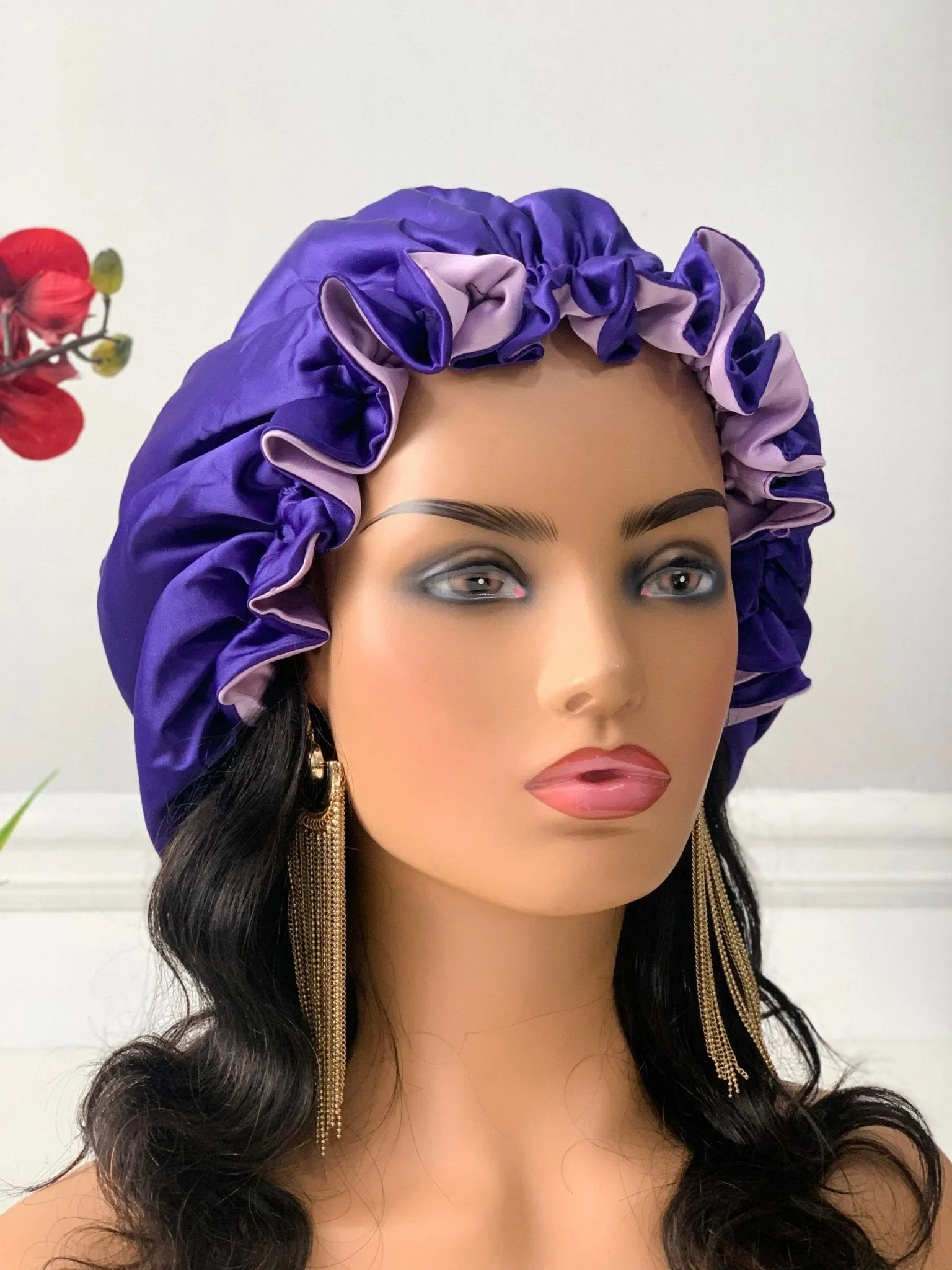 Purple Satin Bonnet