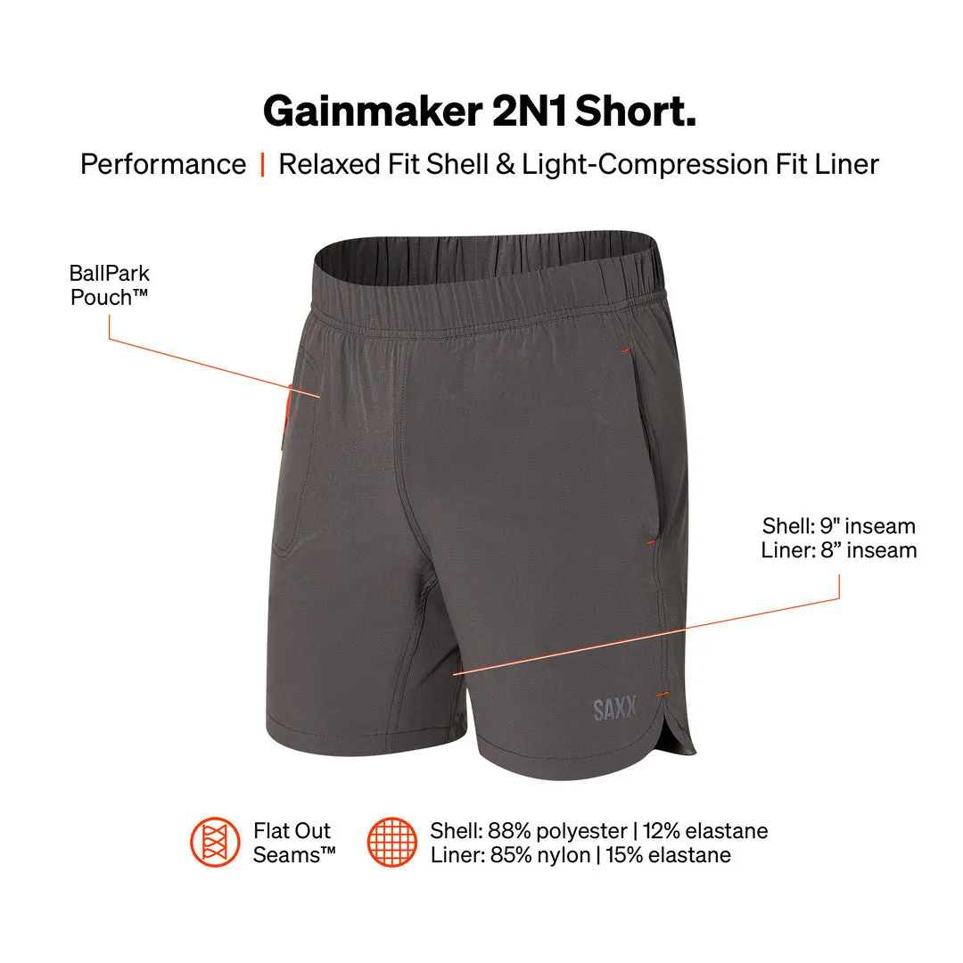 SAXX Men's Gainmaker 2N1 9" Short Graphite