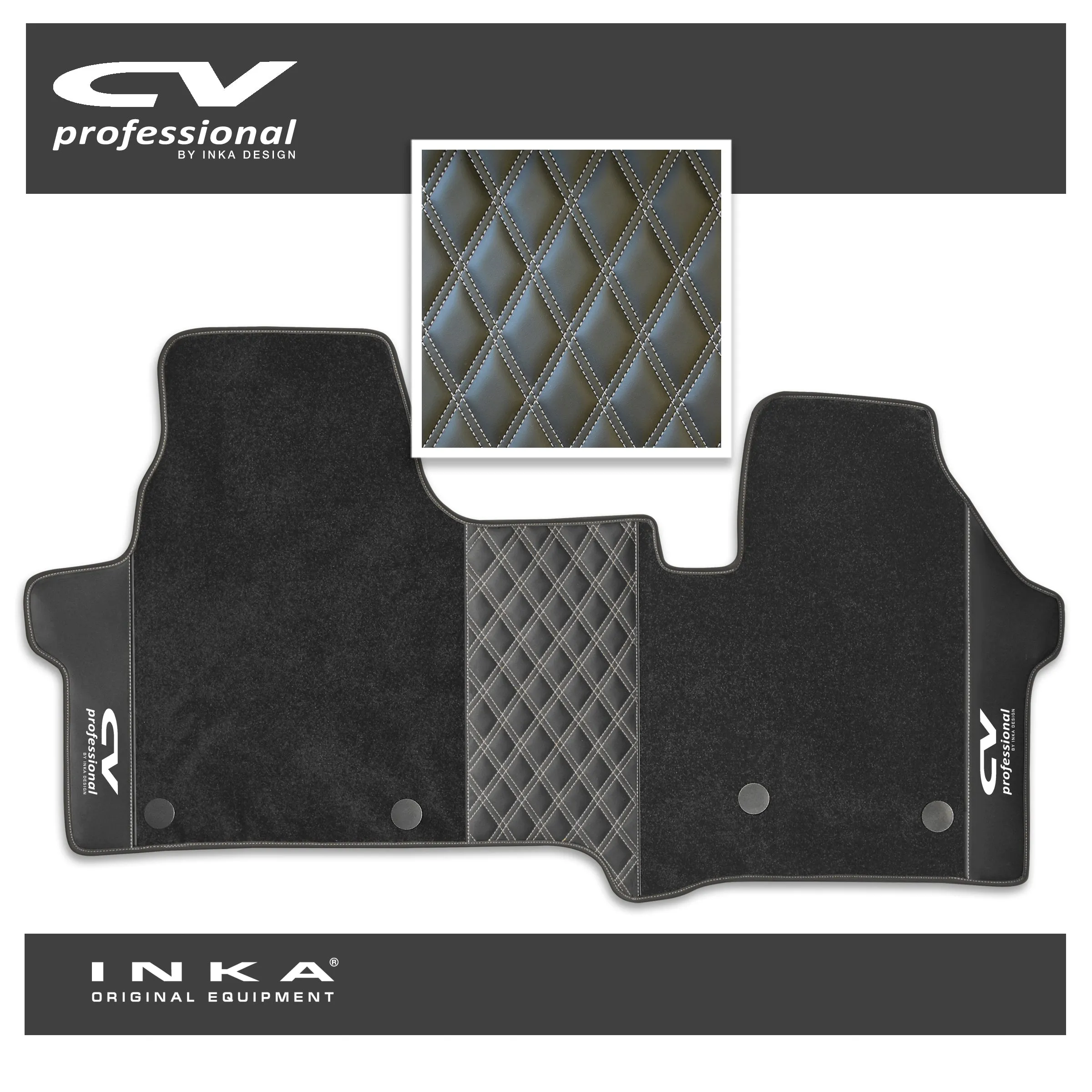 The All New Ford Transit Custom INKA CV Professional Bentley Leatherette Front Tailored Carpet Floor Mat Black MY24 Onwards