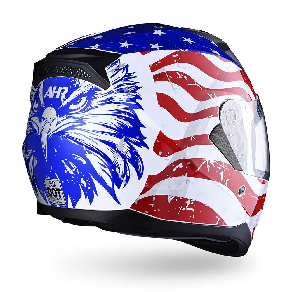 TheLAShop Helmet RUN-F Full Face Helmet Dual Visor DOT Eagle