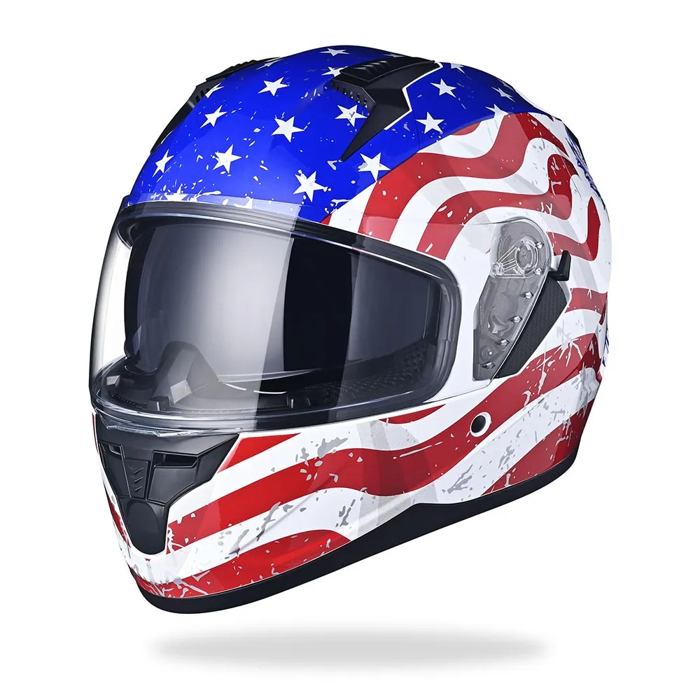 TheLAShop Helmet RUN-F Full Face Helmet Dual Visor DOT Eagle