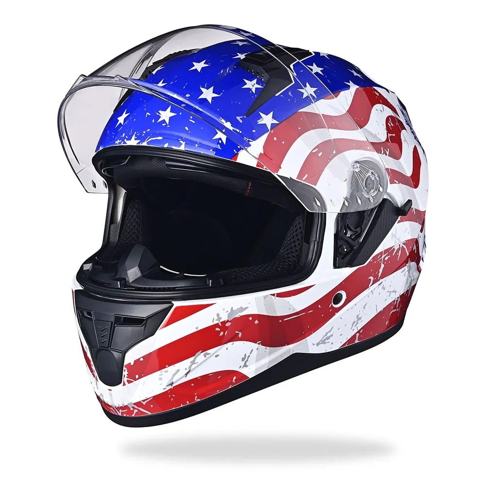 TheLAShop Helmet RUN-F Full Face Helmet Dual Visor DOT Eagle