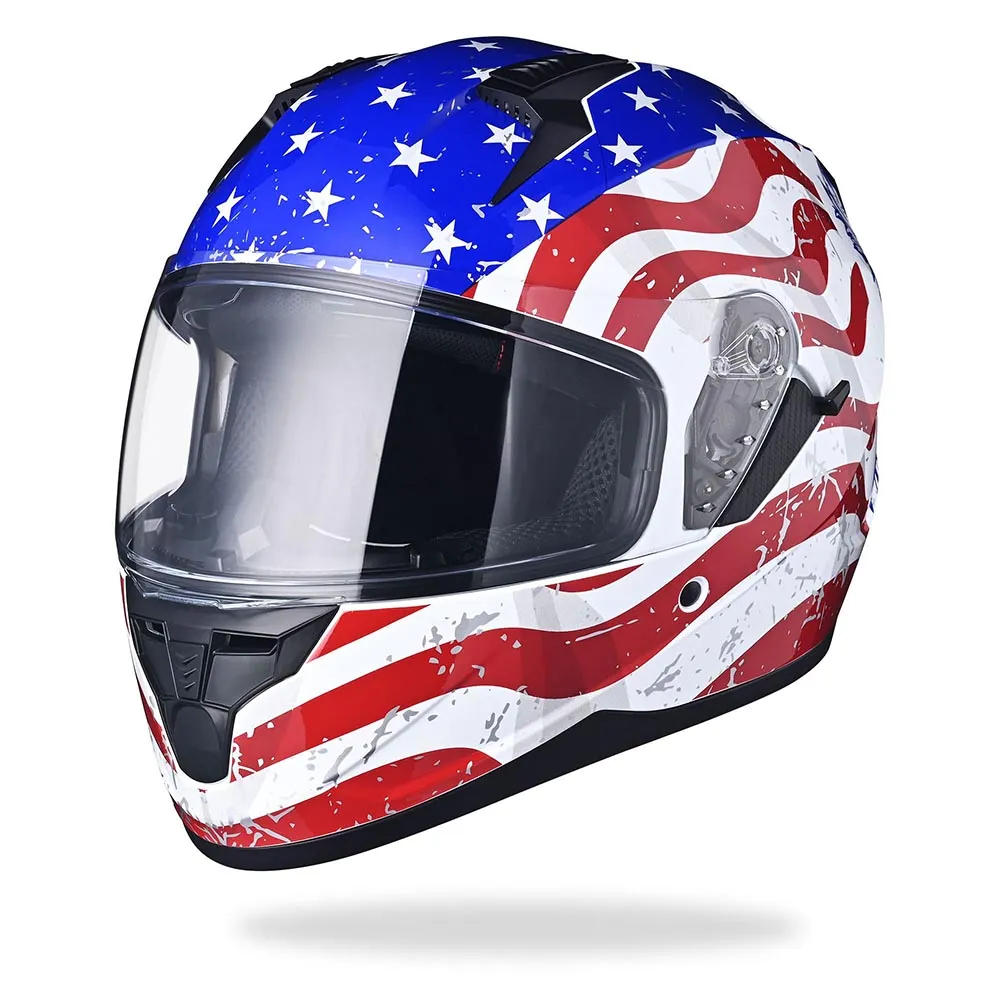 TheLAShop Helmet RUN-F Full Face Helmet Dual Visor DOT Eagle