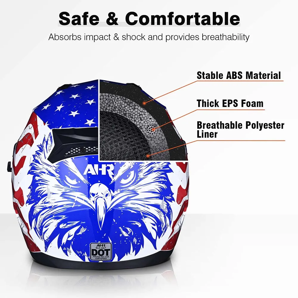 TheLAShop Helmet RUN-F Full Face Helmet Dual Visor DOT Eagle