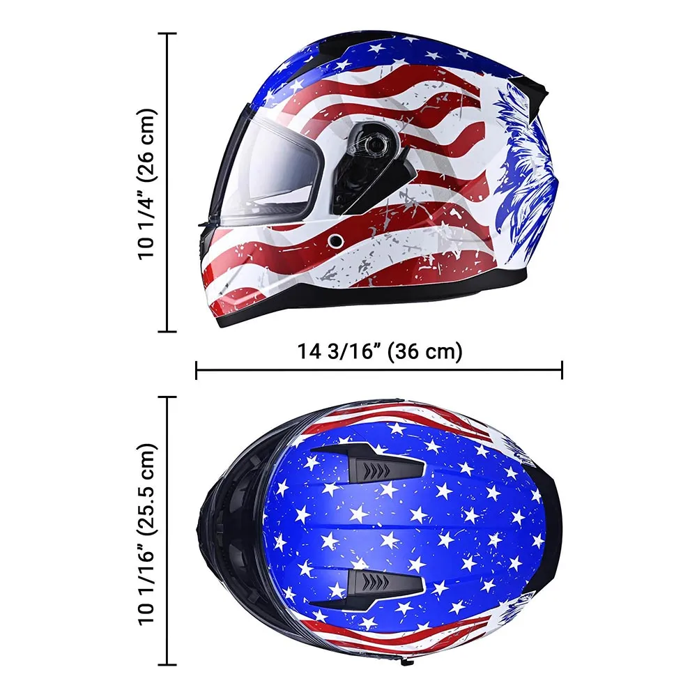 TheLAShop Helmet RUN-F Full Face Helmet Dual Visor DOT Eagle