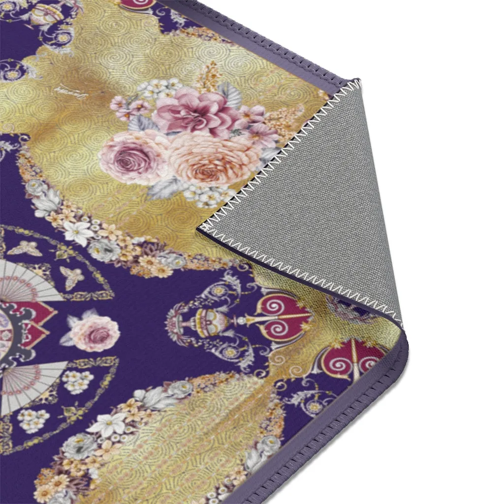 Violet Baroque Floral Print Area Rug, Available in 3 sizes | D20007